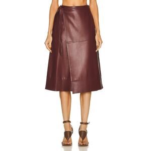 Jonathan Simkhai Bia Vegan Leather Wrap Skirt - 4 Merlot